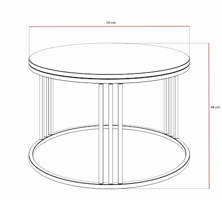 Okrągły stolik kawowy LORI mat z miedzianym stelażem, Kaszmir