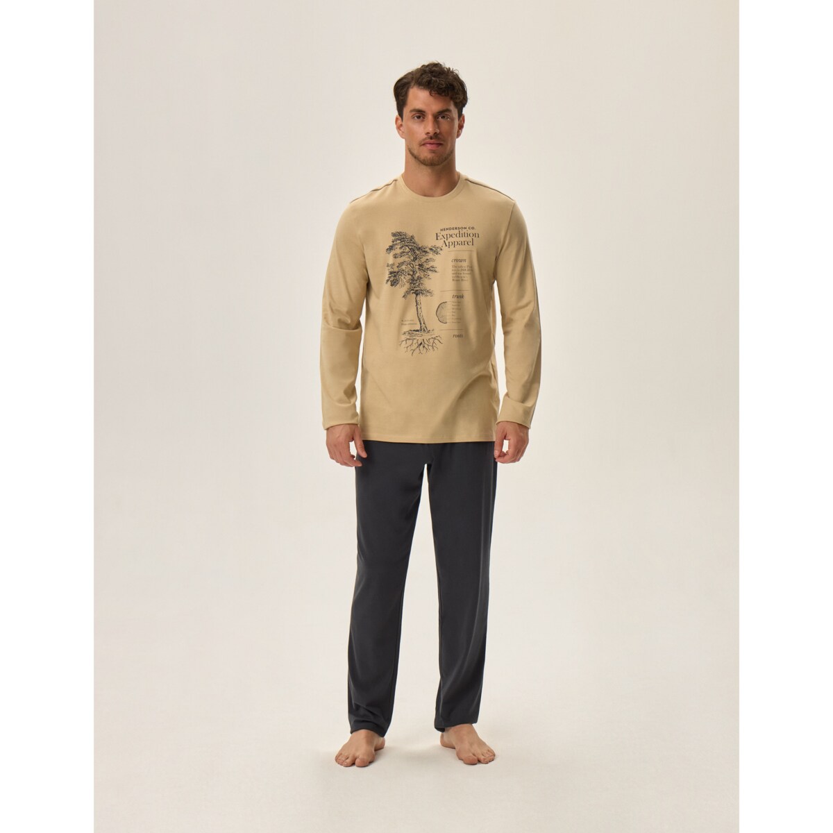 Piżama Jerry 41905-80X Beżowa Beżowy, XXL