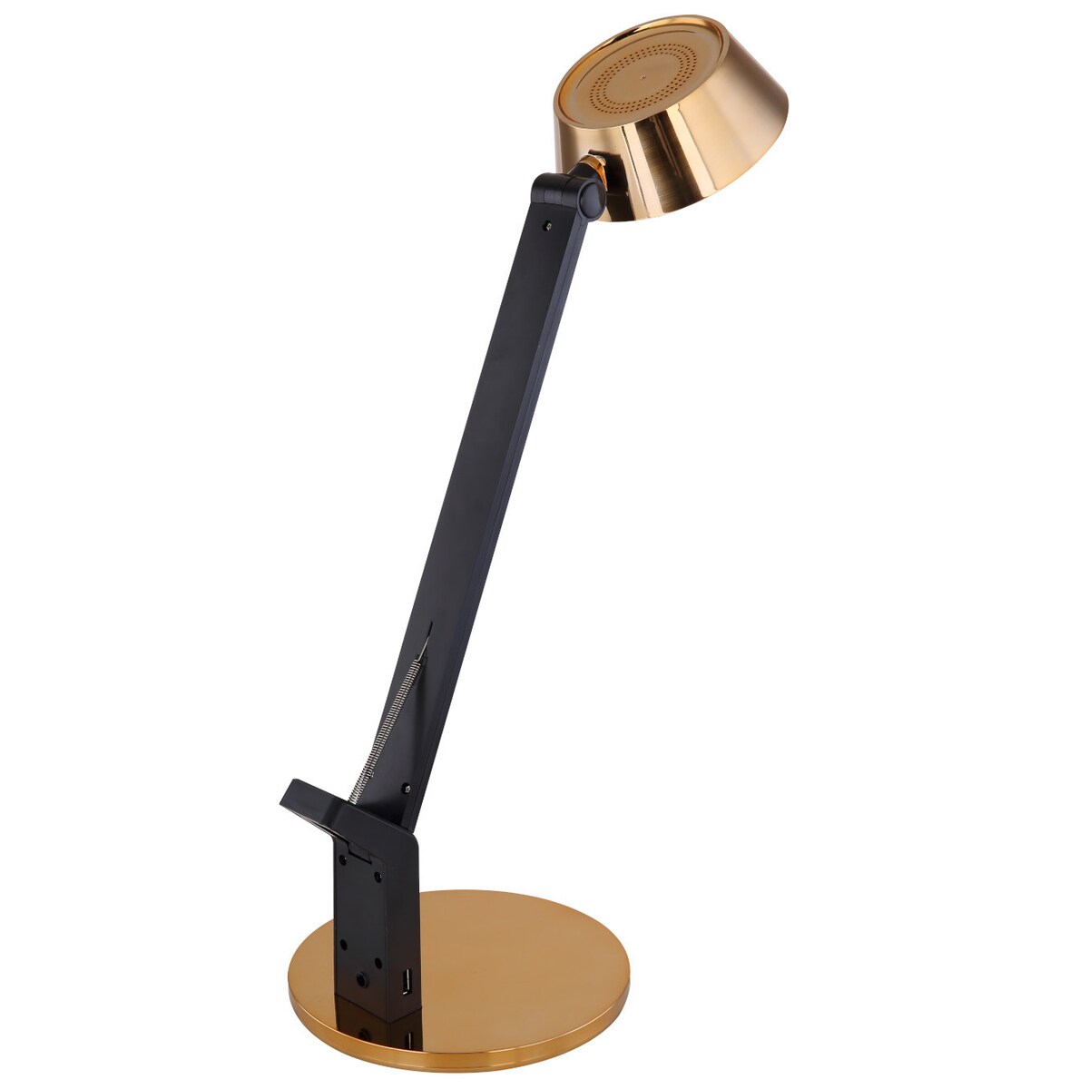 Stołowa LAMPA stojąca URSINO 58423 Globo biurkowa LAMPKA metalowa LED 8W 3000K - 6300K z portem USB czarna złota