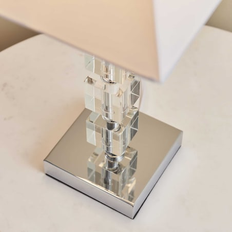 Nowoczesna lampa stołowa Murford 96940-TLCH Endon abażur tkanina metal biały