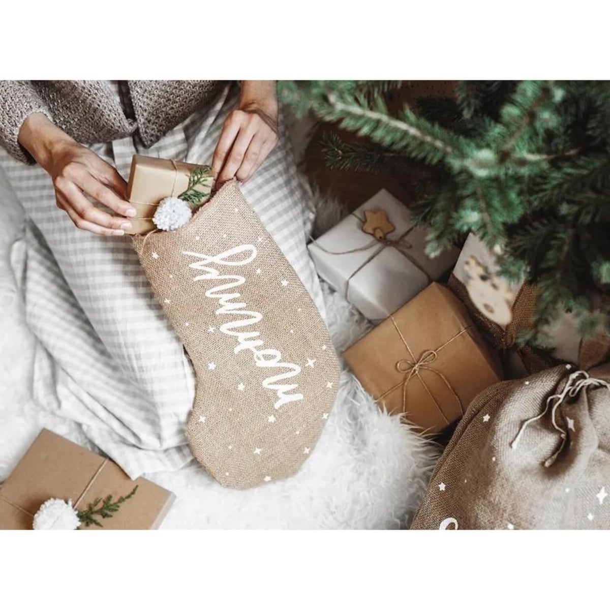 Skarpeta dekoracyjna Mommy, biały, 23x39.5cm