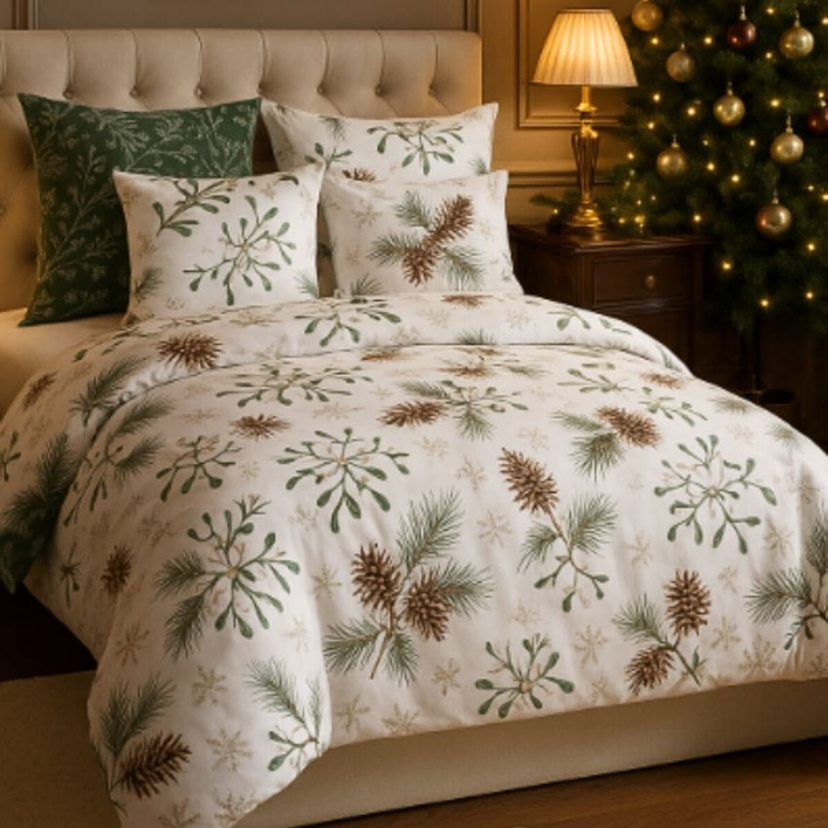 Dwustronna pościel bawełniana Zimowy Las 160x200 cm