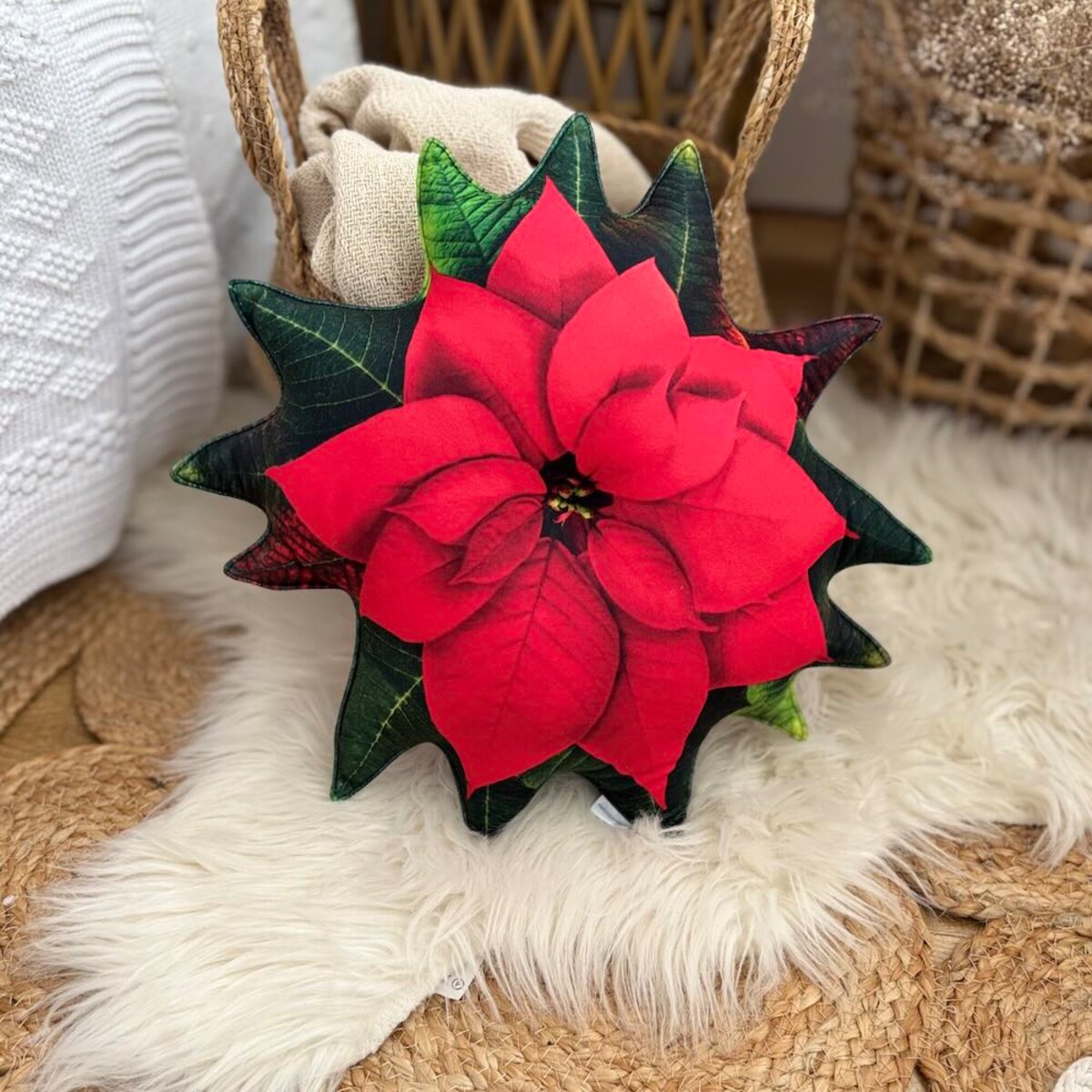 Poduszka duża Gwiazda Betlejemska czerwona Poinsencja Poduszkownia