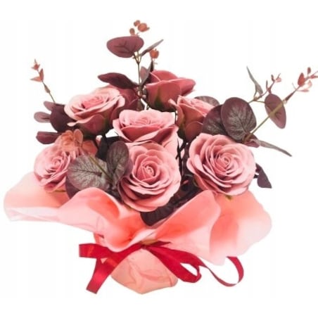 Dzień mamy BUKIET Z KWIATÓW MYDLANYCH róża doniczka prezenty urodziny box