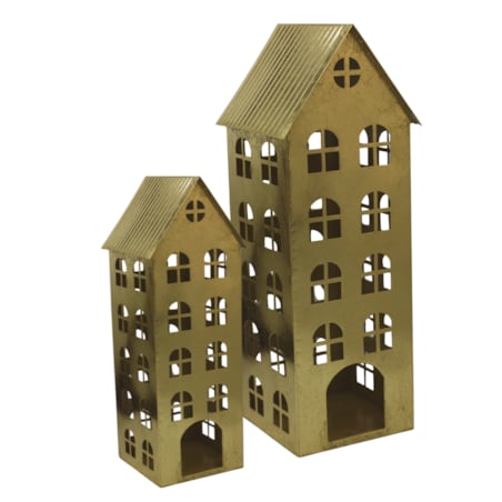 Domek metalowy 4-piętrowy złoty 43x16x16 cm QUIZILNIK small