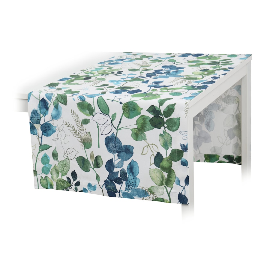 Bieżnik z motywem liści i ptaków Blue Sparrow – 50 × 220 cm