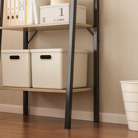 Regał na książki stojący rustykalny drabinka loft retro jasny brąz 4 półki