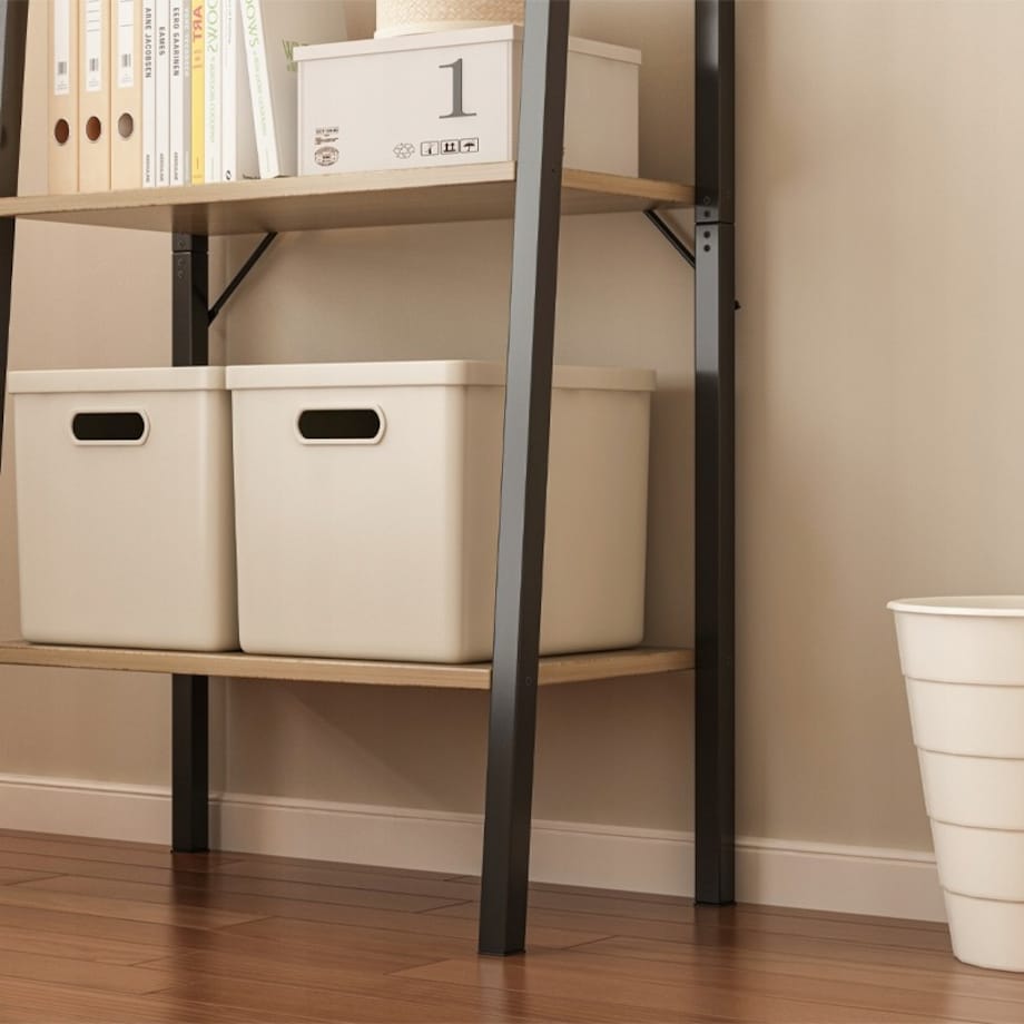 Regał na książki stojący rustykalny drabinka loft retro jasny brąz 4 półki