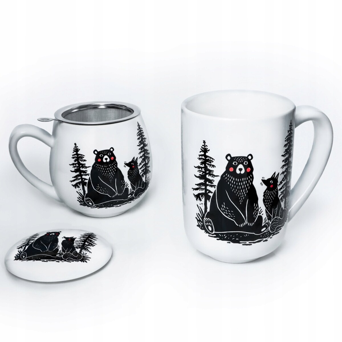 Porcelanowy kubek z uchwytem MIŚ I LIS do kawy herbaty czekolady 400ml - prezent upominek dla kobiety faceta babci dziadka mamy taty chłopaka dziewczyny