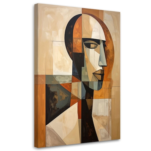 Obraz do salonu sypialni, Abstrakcyjna Sztuka Portret Mężczyzny w beżu i brązach 60x90 cm