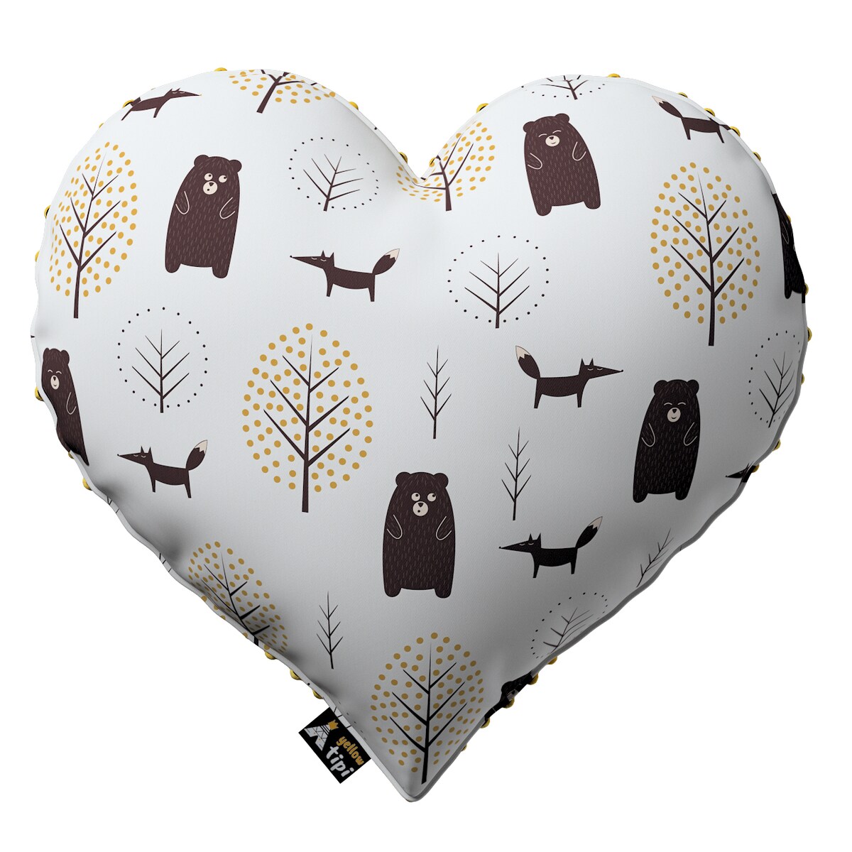 Poduszka Heart of Love z minky, ecru-brązowy, 45x15x45cm, Magic Collection