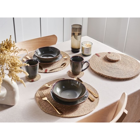 Zestaw 12 podkładek na stół KUNZEA Naturalny Trawa morska