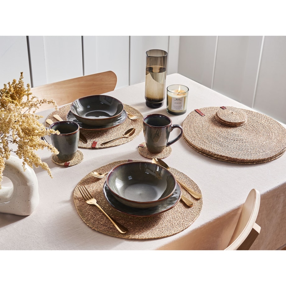 Zestaw 12 podkładek na stół KUNZEA Naturalny Trawa morska