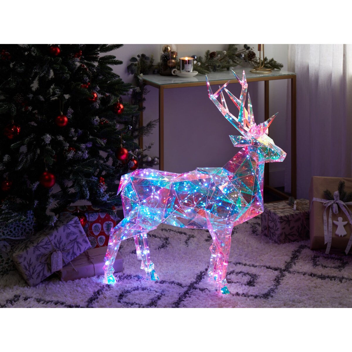 Dekoracja ogrodowa Smart LED Sterowane aplikacją POLARIS 90 cm Renifer Kolorowy