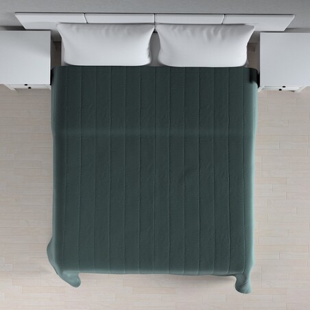 Narzuta pikowana w pasy 130x210 zgaszony szmaragd - welwet