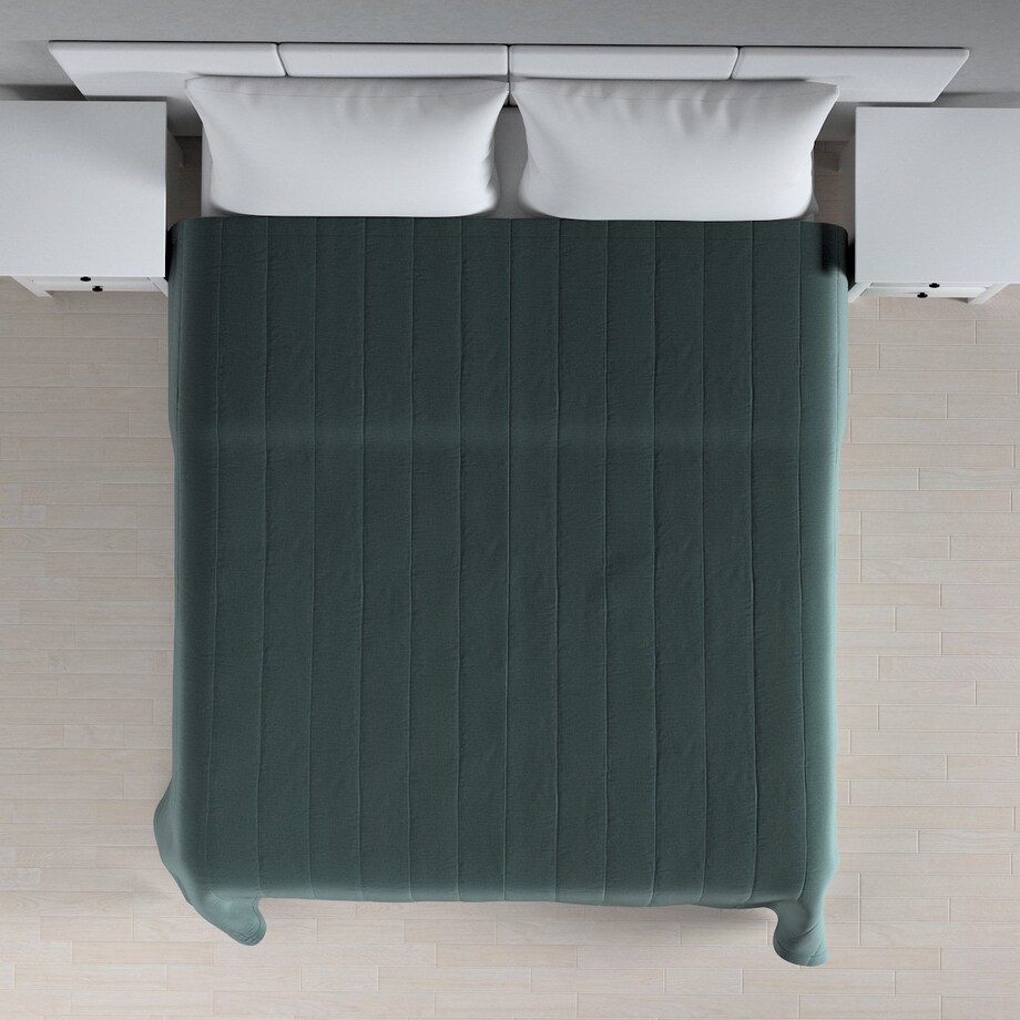 Narzuta pikowana w pasy 130x210 zgaszony szmaragd - welwet