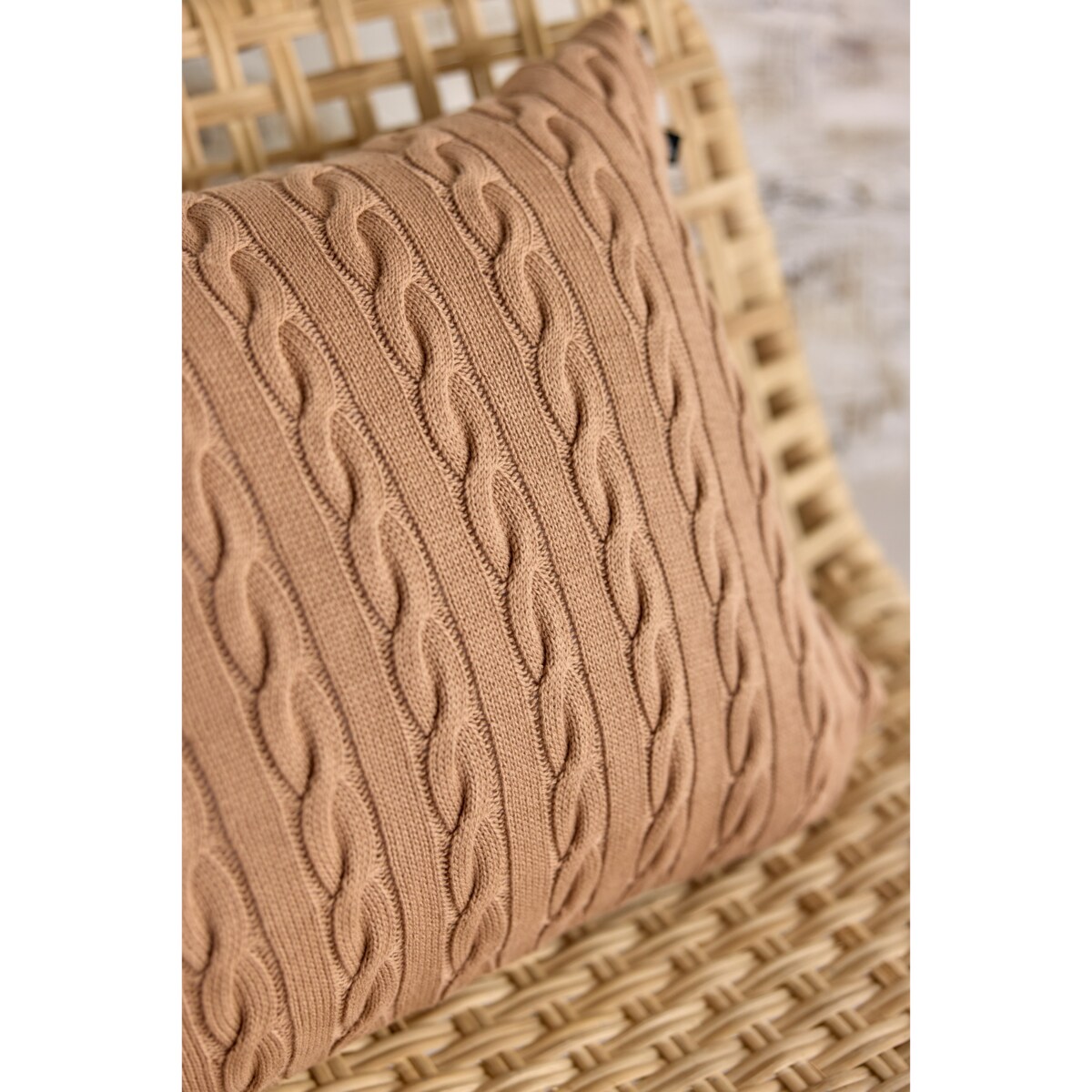 Poszewka warkocz podłużna karmelowa, 40 x 60 cm, La Manta