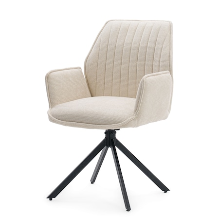 Krzesło tapicerowane obrotowe szenilowe do salonu MERANO kremowe