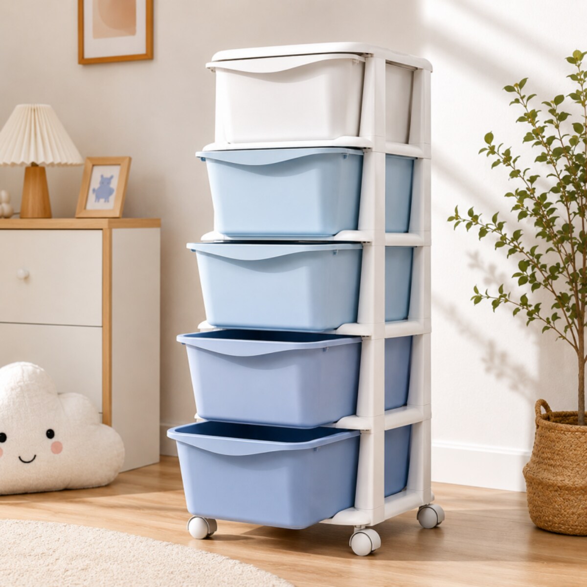 Plastikowy regał na kółkach szafka szuflady szafa 97 x 38 x 37 cm PO23