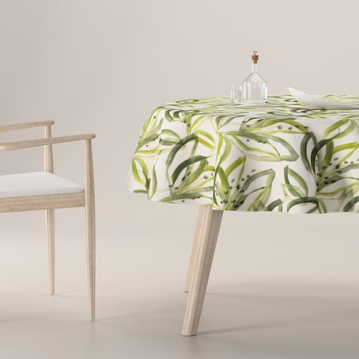 Obrus okrągły 160 x 160 cm biało-zielony