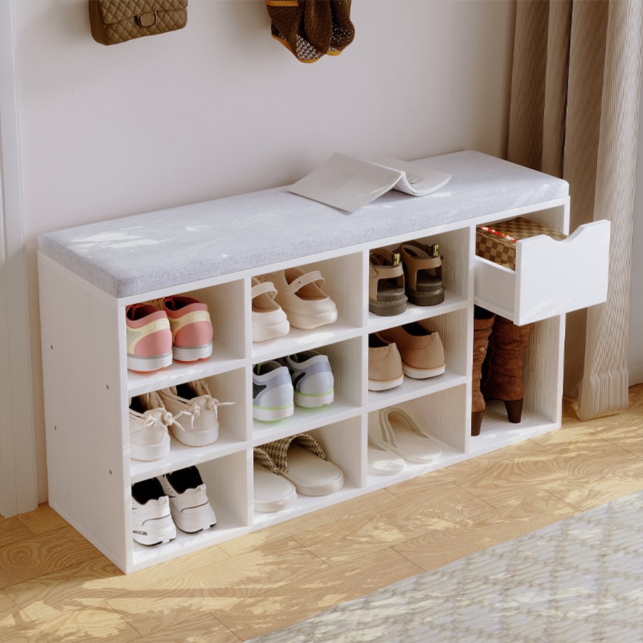 Szafka na buty z siedziskiem loft biała ławka przedpokój nowoczesna 100cm