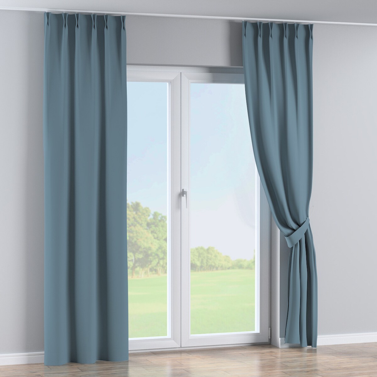 Zasłona na haczykach flex podwójnych 130x260 ciemny morski niebieski