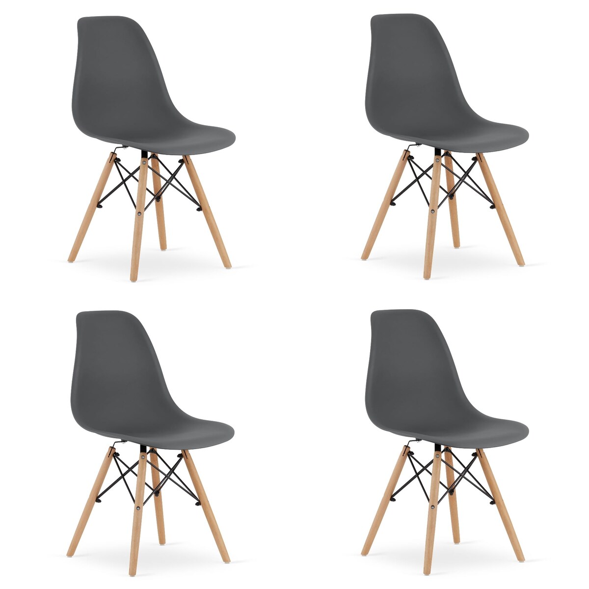 Krzesło Do Jadalni Kuchni Salonu, Osaka Ciemnoszare / Nogi Naturalne X4