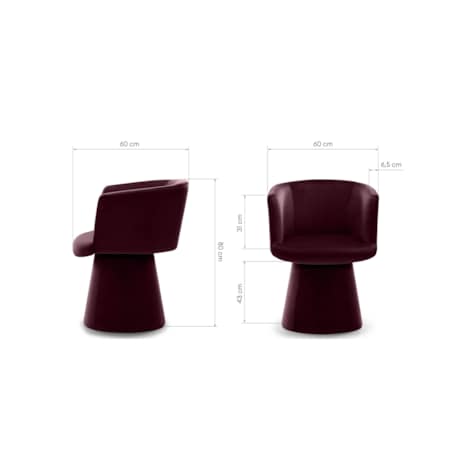 Krzesło obrotowe aksamitne burgundowe Nalf