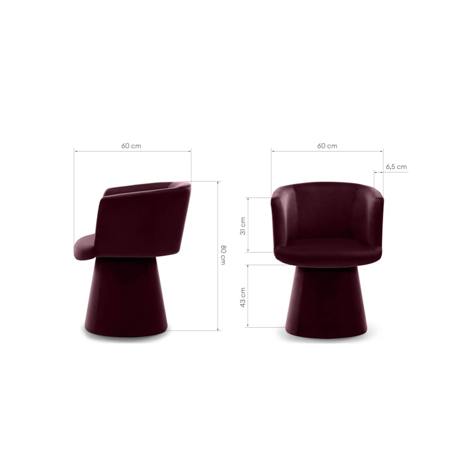 Krzesło obrotowe aksamitne burgundowe Nalf