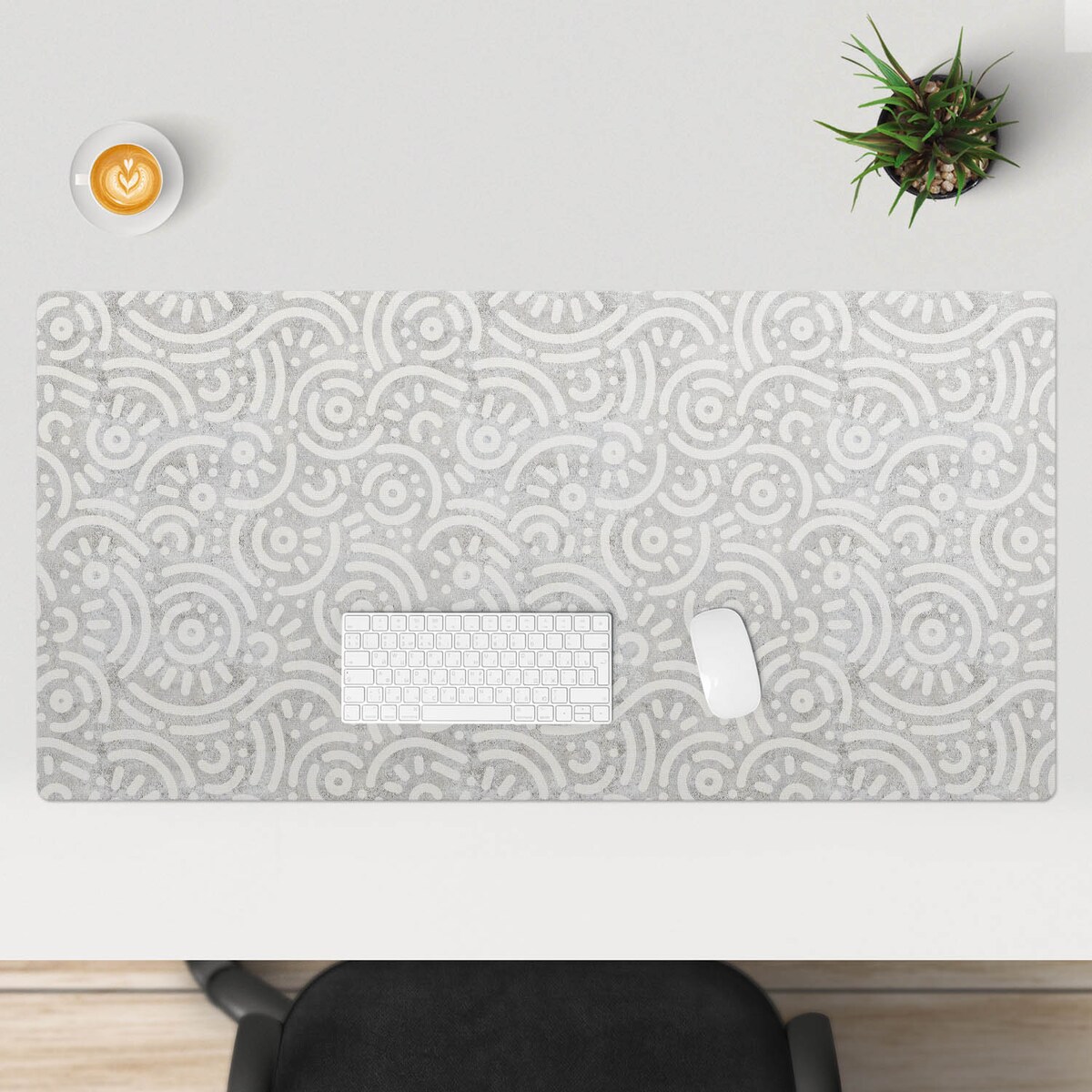 Szara mata na biurko Geometryczny wzór retro, 120x60 cm