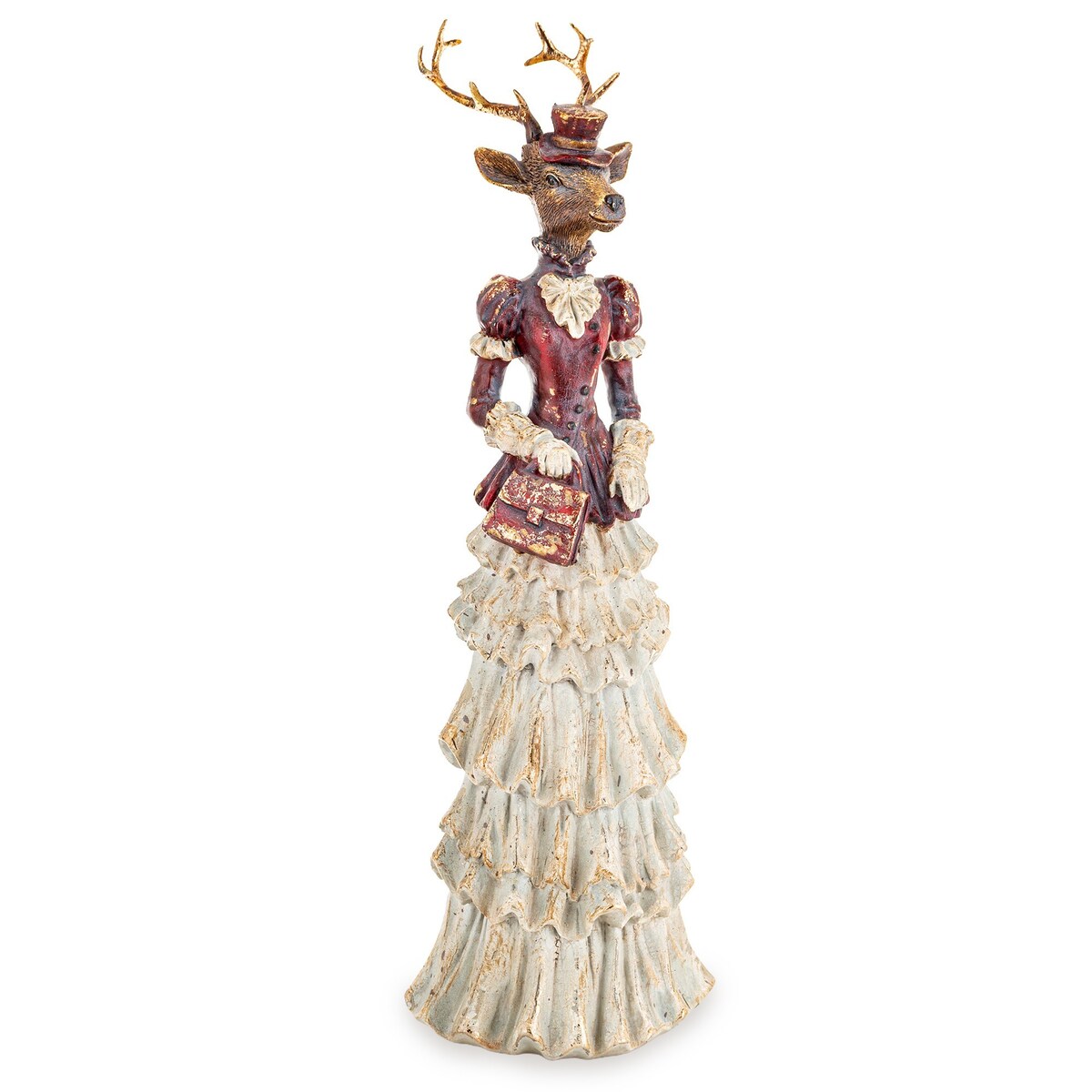 Figurka - elegancka pani jeleń 41x12,5x10,5 cm ELEGANTE-2 w długiej sukni