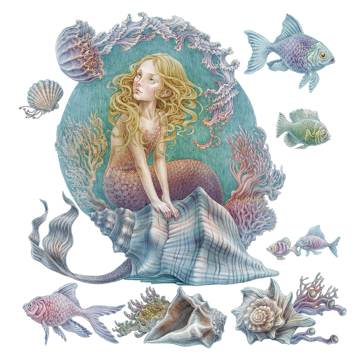 Zestaw naklejek na ścianę, Syrenie opowieści, 130cm