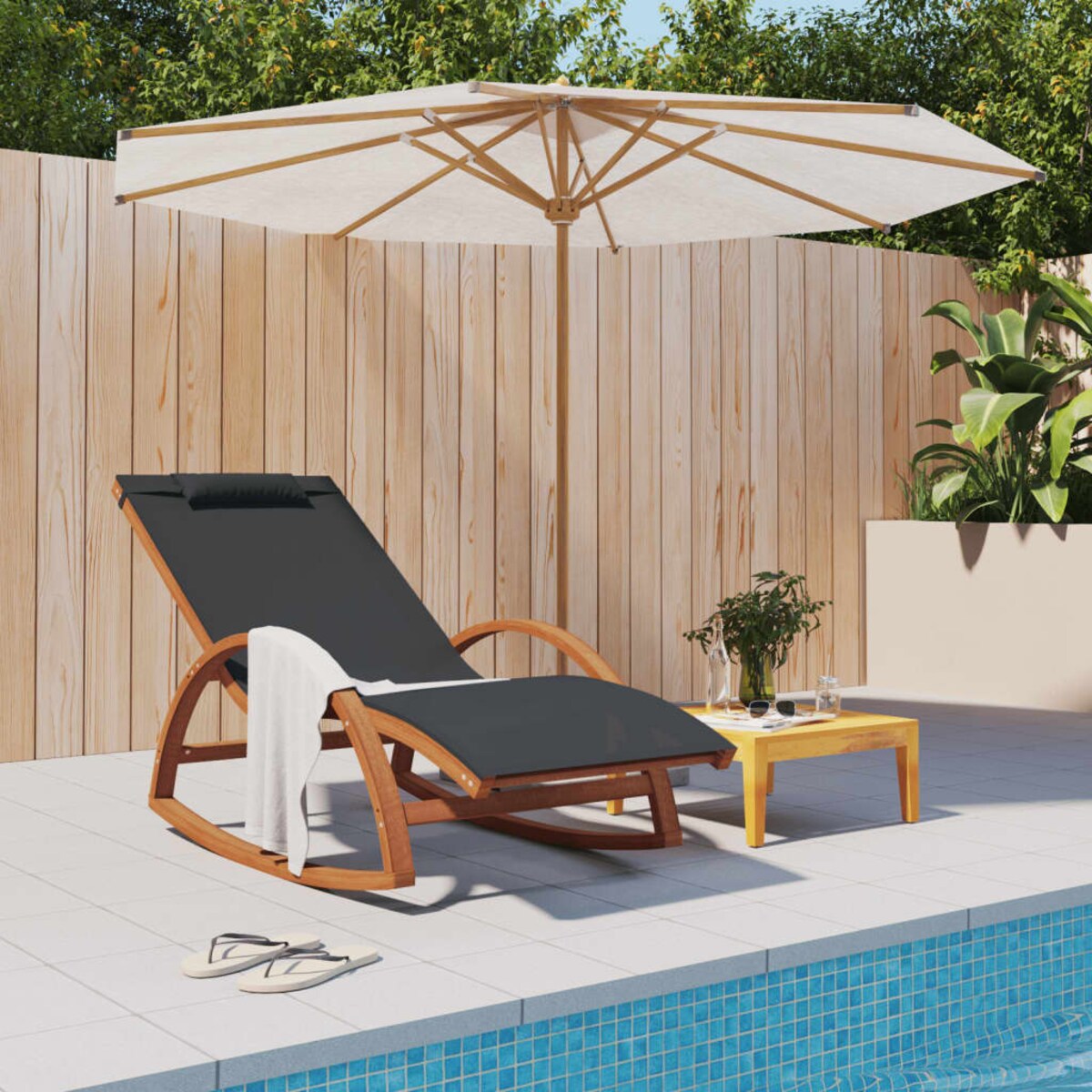 vidaXL Fotel bujany, szare tworzywo textilene i drewno topolowe