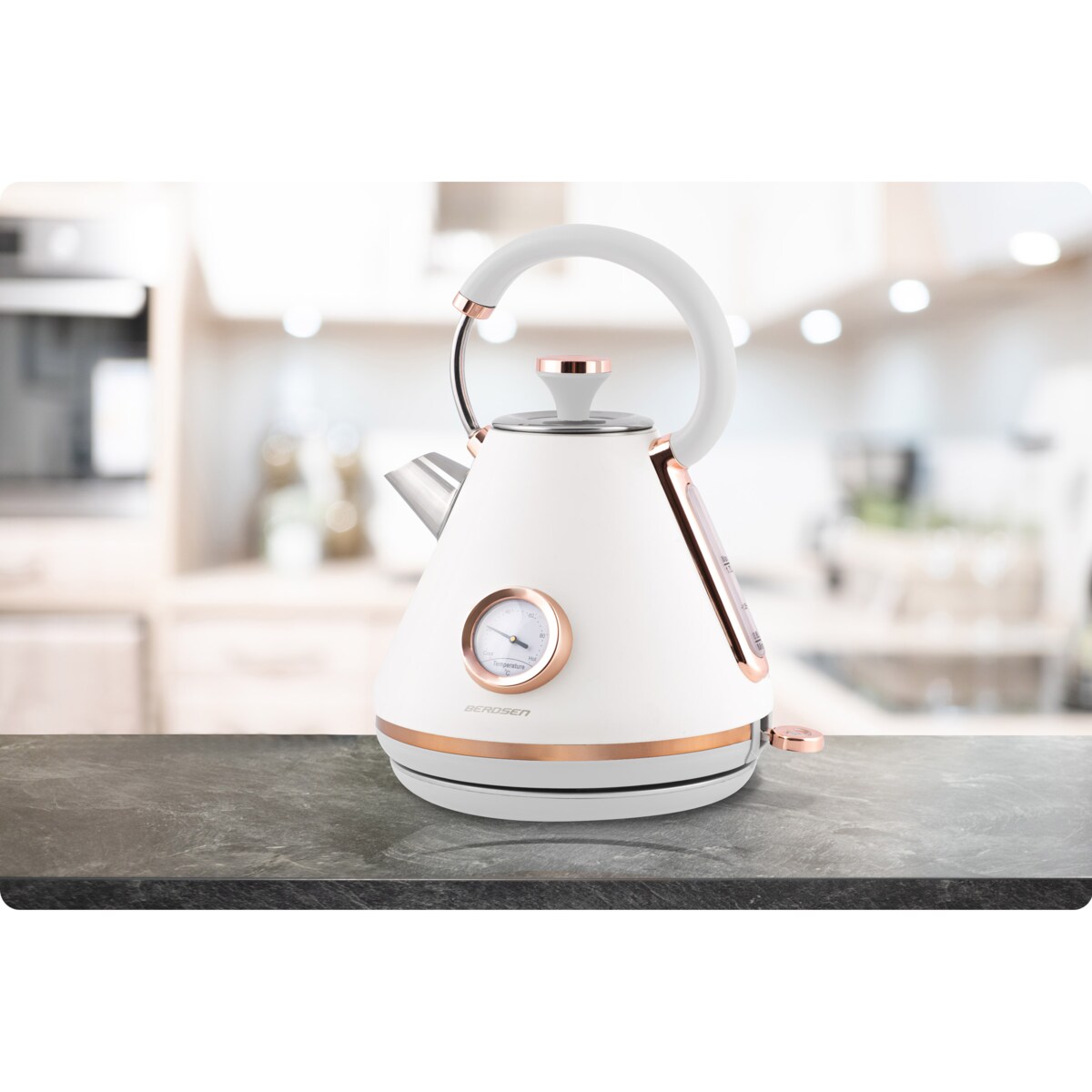 Czajnik elektryczny z termometrem 1,7L Berdsen biały