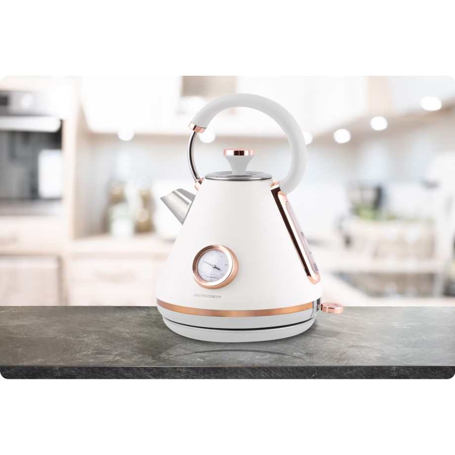 Czajnik elektryczny z termometrem 1,7L Berdsen biały