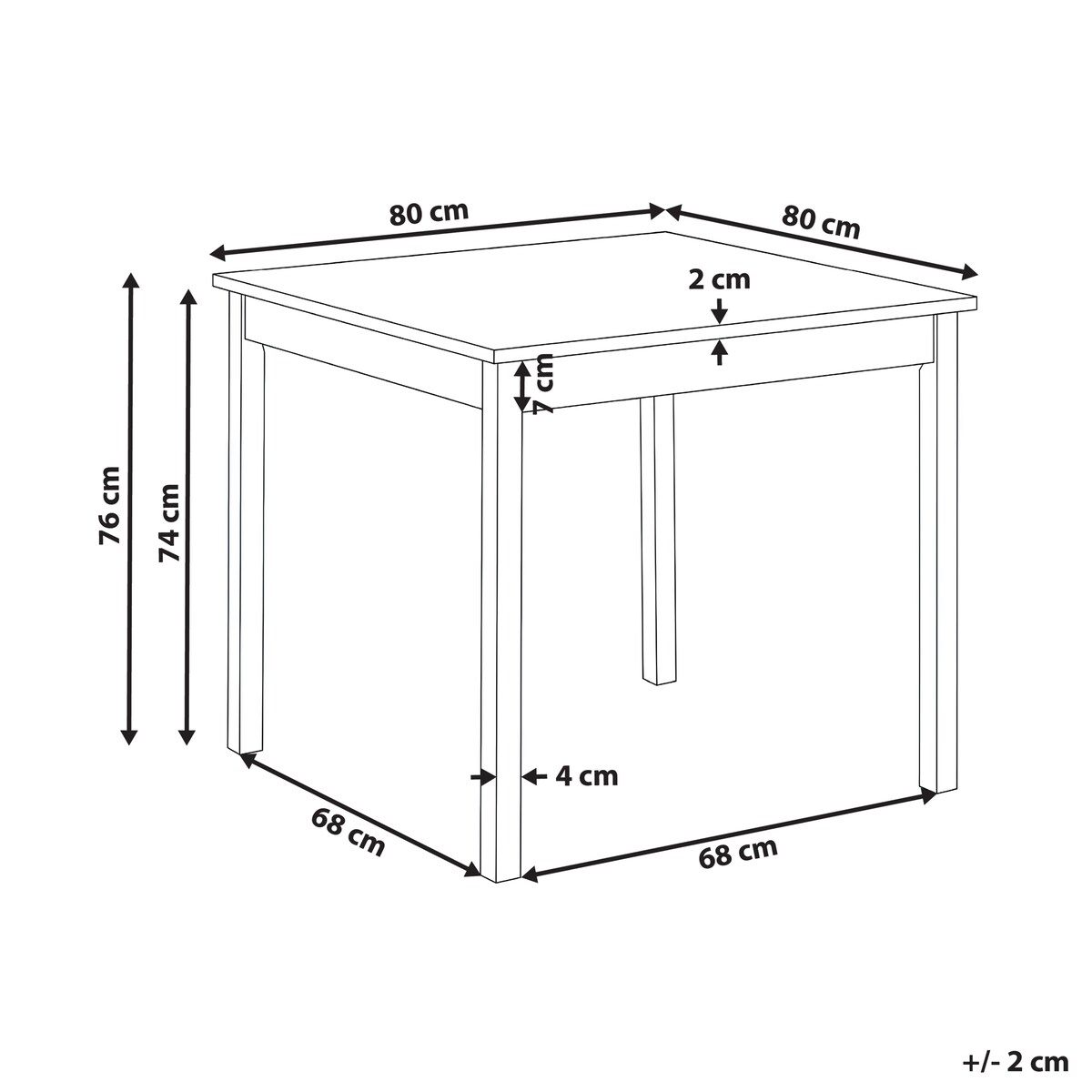 Stół do jadalni BATTERSBY Dąb jasny 80 cm 80 cm