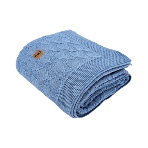 Koc z wełną z Alpaki 150x200 cm - MODENA NIEBIESKI