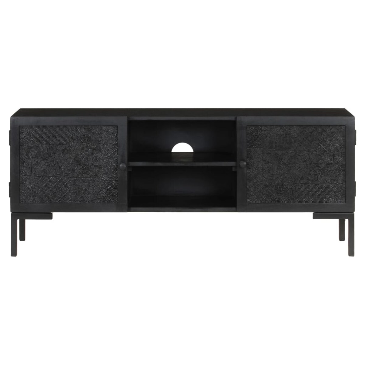 vidaXL Szafka pod TV, czarna, 115x30x46 cm, lite drewno mango