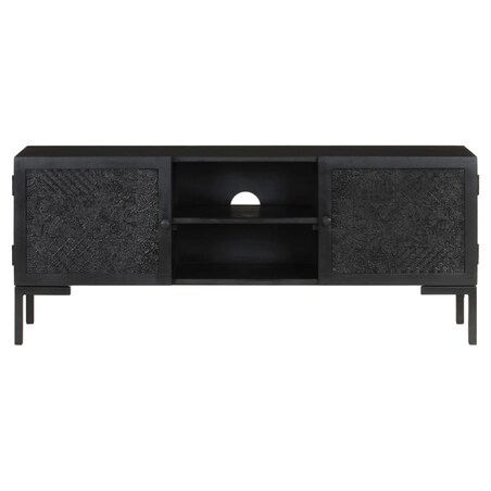 vidaXL Szafka pod TV, czarna, 115x30x46 cm, lite drewno mango