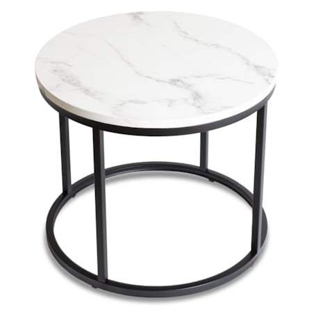 Stolik Kawowy Okrągły Glamour Biały Marmur Czarny CONNY