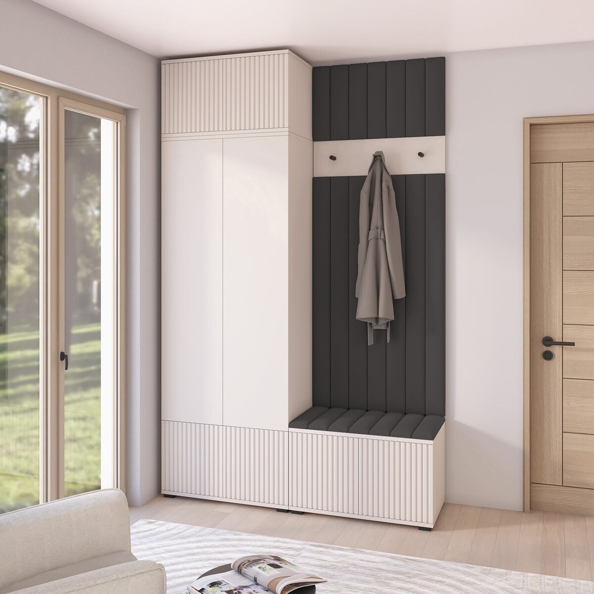 Garderoba z frezowanymi frontami Cashmere Ritmo wersja 4 Trinity 16