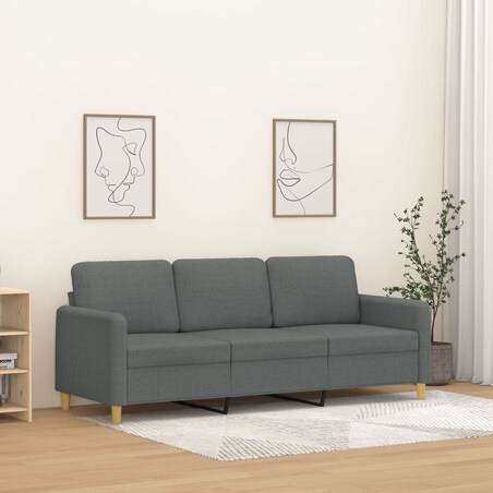 vidaXL Sofa 3-osobowa, ciemnoszara, 180 cm, tapicerowana tkaniną