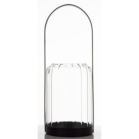 Lampion szklany z metalem 34x13x13 cm CORA