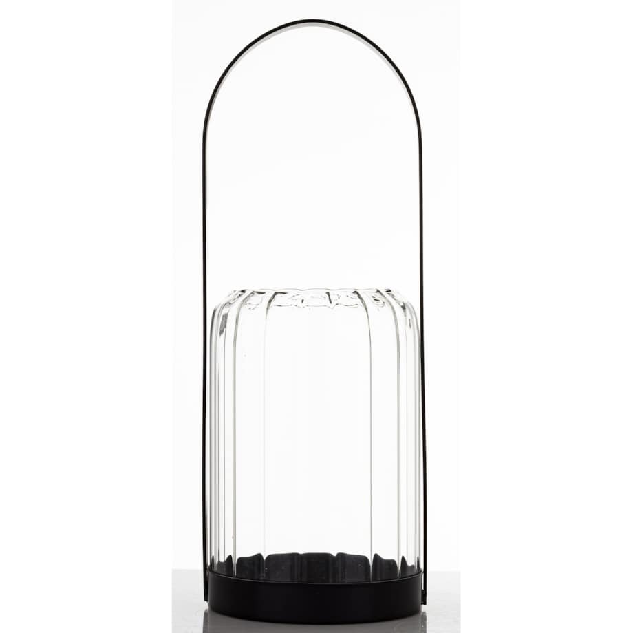 Lampion szklany z metalem 34x13x13 cm CORA