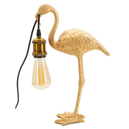 Lampa stołowa Flamingo, kolor złoty, żywica syntetyczna, 13 x 11,5 x 39,5 cm, 1 x E27, do salonu i sypialni, Mauro Ferretti