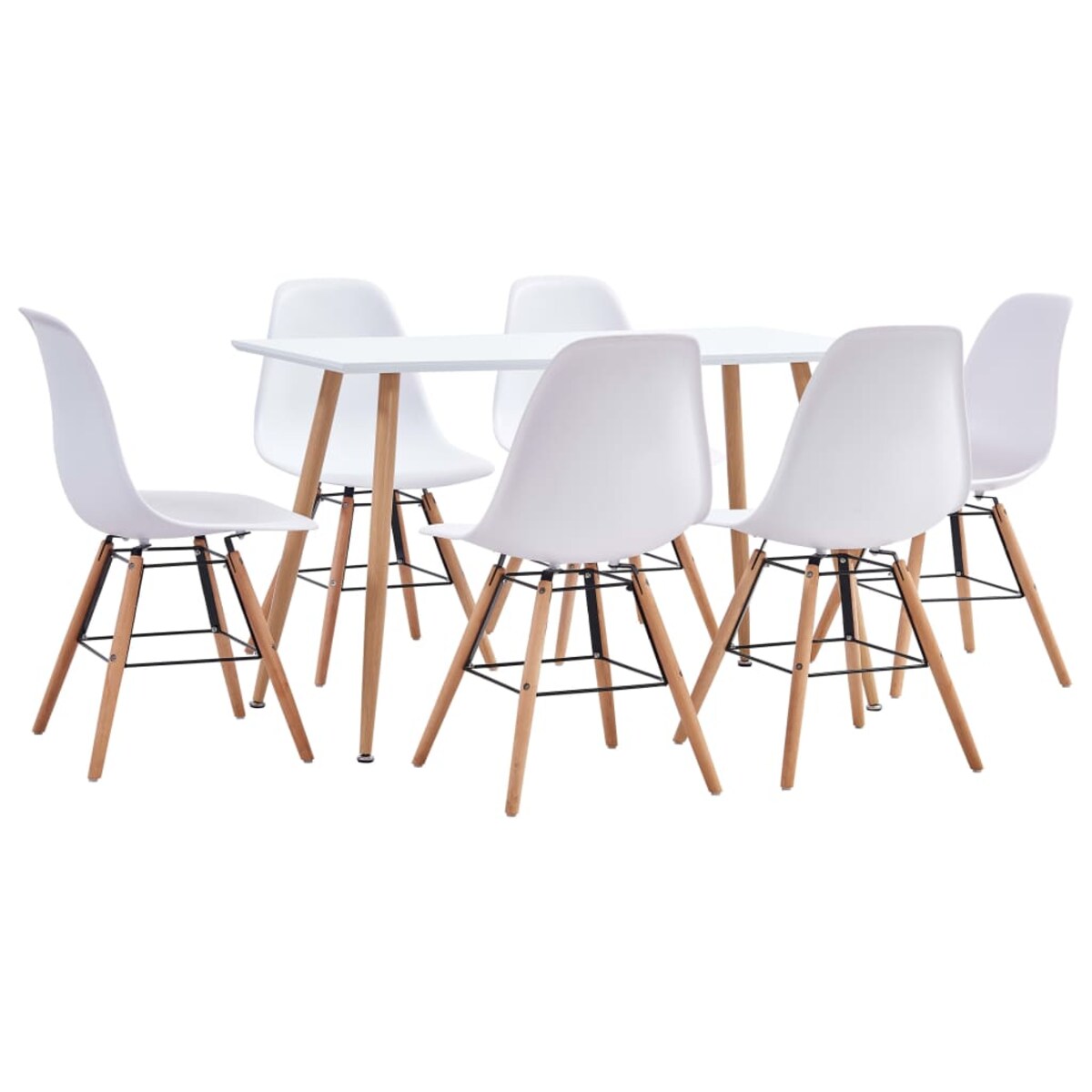 vidaXL 7-częściowy zestaw jadalniany, plastik, biały