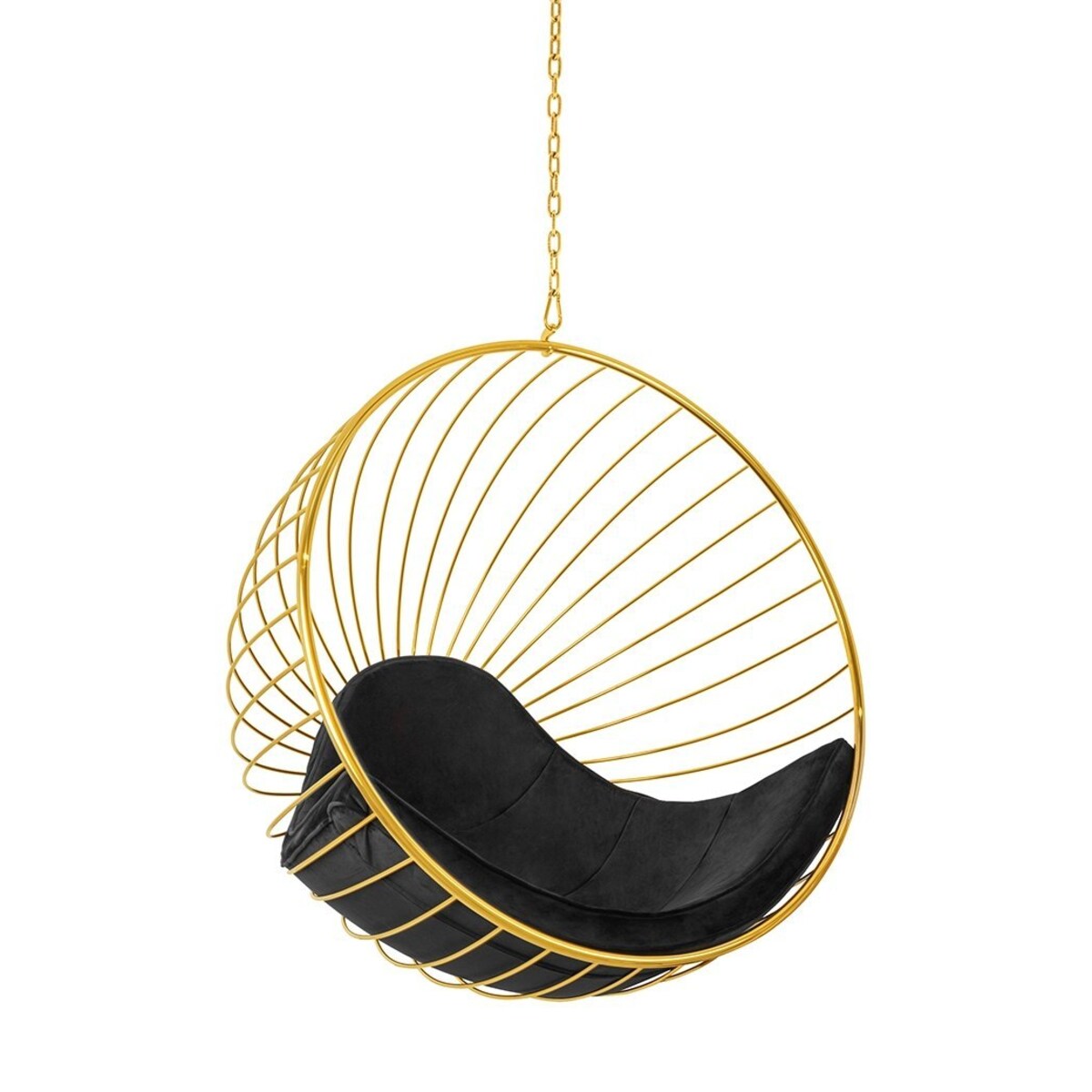 Fotel wiszący PH5994 GABBIA na łańcuchu złoty czarny, King Home