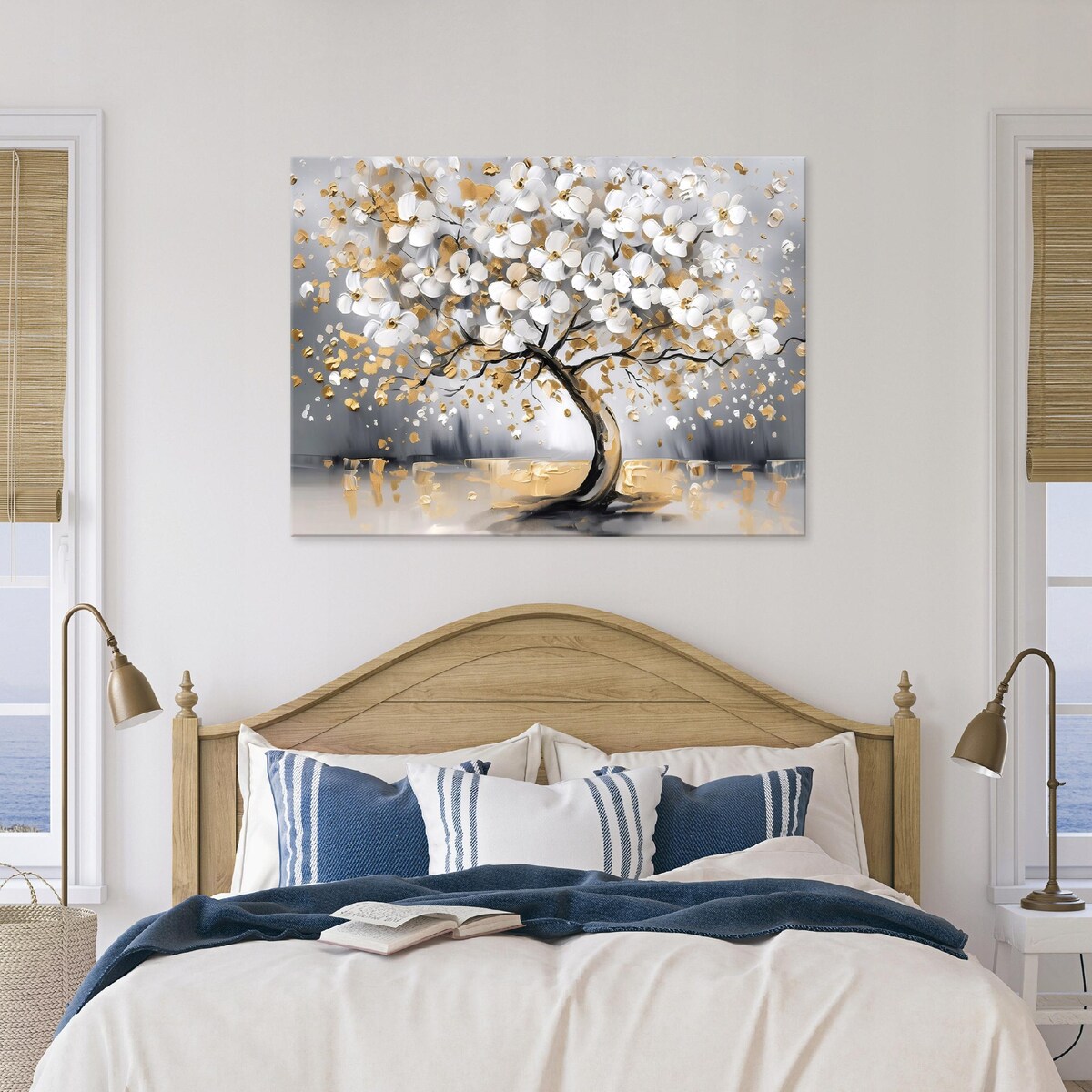 Obraz Do Sypialni Salonu Na Płótnie Drzewo Abstrakcja Beżowy 120x80