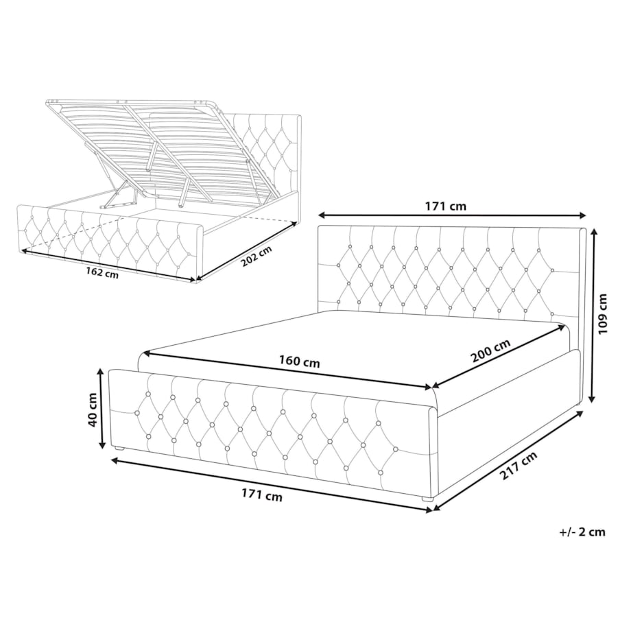 Łóżko z pojemnikiem welurowe 160 x 200 cm beżowoszare AMIENS