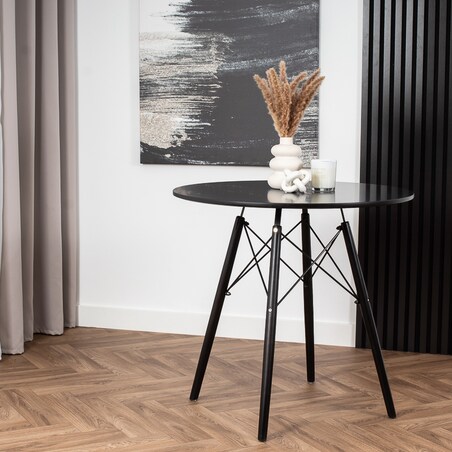 Stół 80 cm okrągły skandynawski nowoczesny do salonu jadalni czarny
